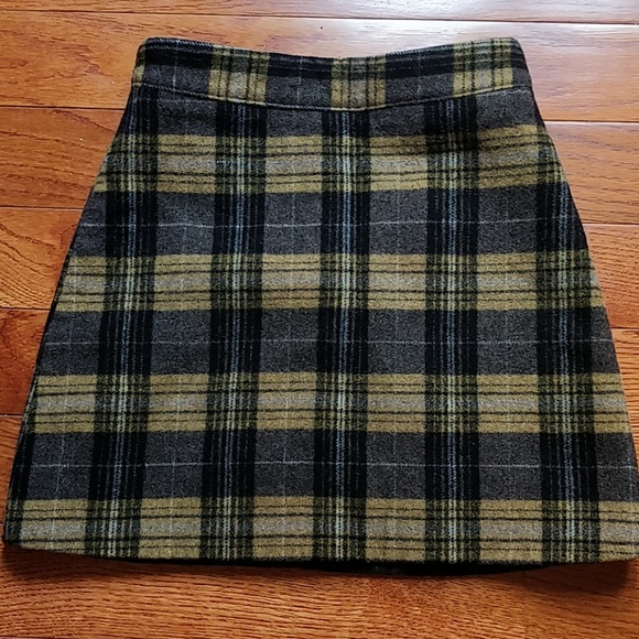 Plaid Wool Skirt - Picture 1 of 2